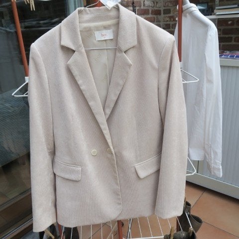 Blazer nieuw beige fijn geribd Her. mt 40, Kleding | Dames, Jassen | Zomer, Maat 38/40 (M), Beige, Nieuw, Ophalen of Verzenden