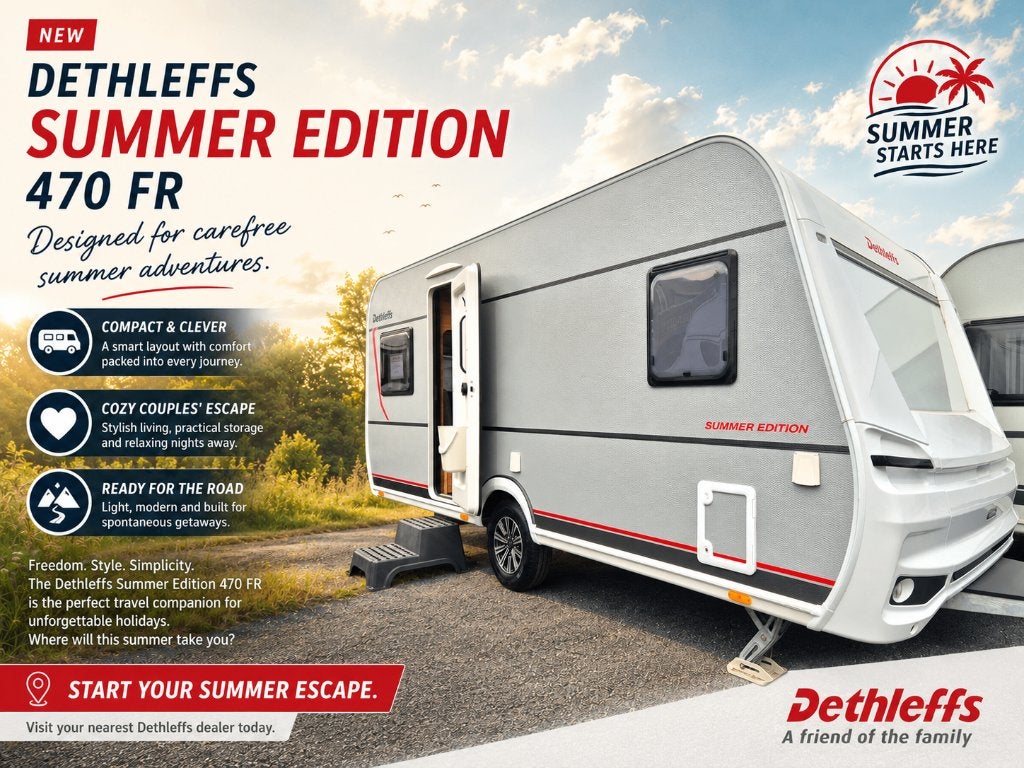 Dethleffs Summer Edition 470 Fr, Caravans en Kamperen, Caravans, Rondzit, Bedrijf, Dethleffs, Vast bed