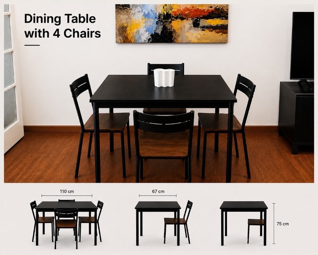 Table à manger + 4 chaises, 100 à 150 cm, Quatre personnes, Contemporain, Enlèvement