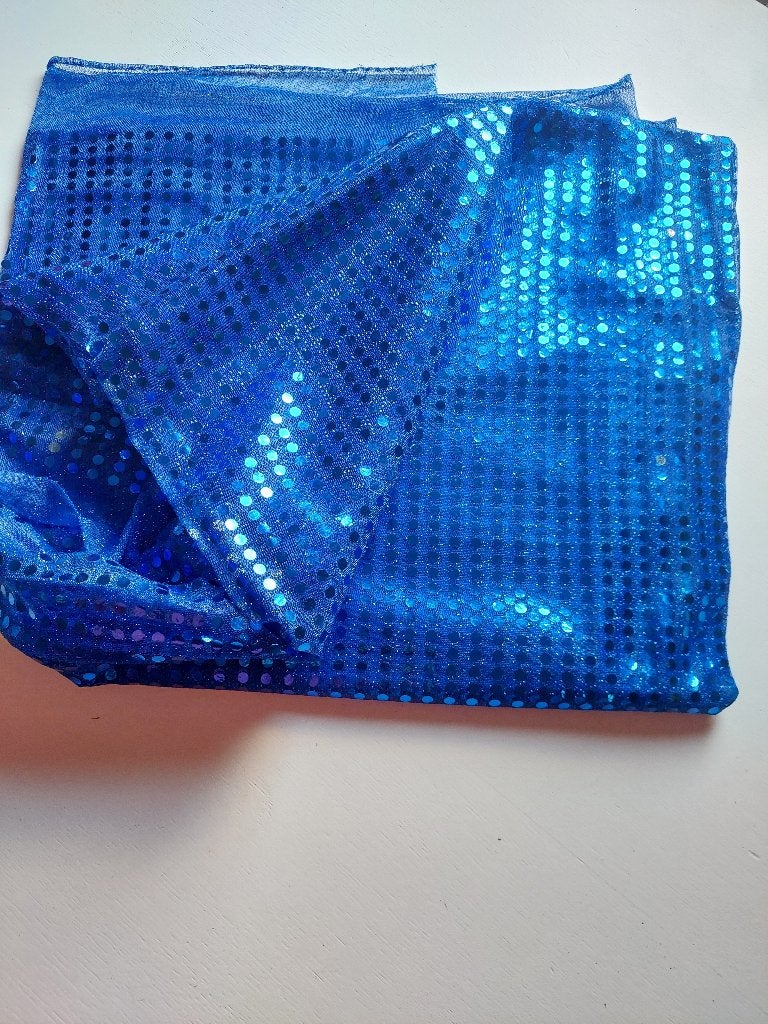 5104) 3 mètres de tissu à paillettes bleu, Neuf, Enlèvement ou Envoi, Polyester, Bleu