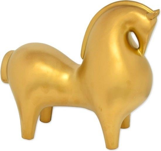 Keramisch Beeld van een Paard Goud 28 cm hoog, Ophalen, Nieuw, Steen/keramiek, Goud