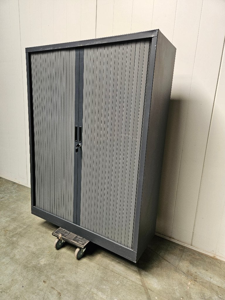 Armoire basse à rideaux archives bureau - 3 étagères – gris, 25 à 50 cm, Synthétique, 100 à 150 cm, 150 à 200 cm