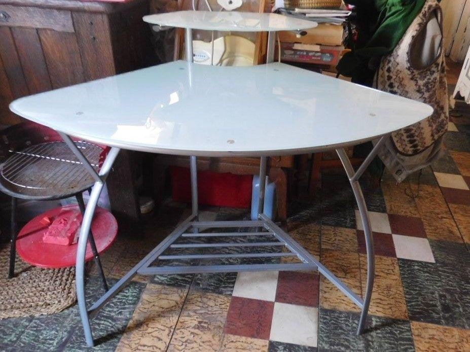 Tafel, bureau, computer of glazen tv, ideale hoeken, Huis en Inrichting, Bureaus, Vintage, Ophalen, Groen, Glas
