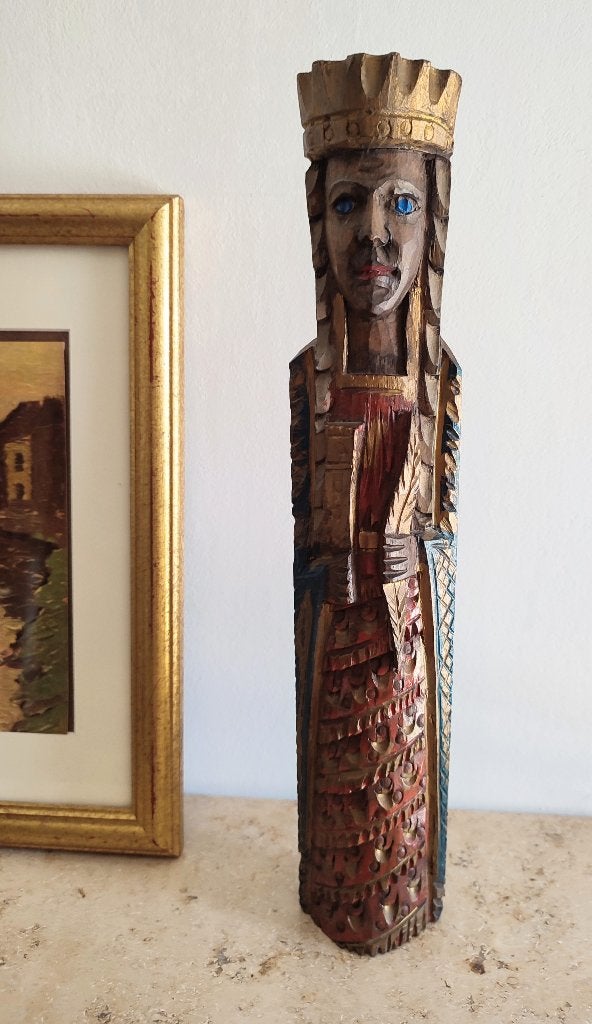 Sainte Barbara : pompiers, artilleurs, mineurs..., Statue, Bois, Enlèvement ou Envoi, Multicolore