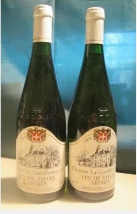 2x Château la Gentilhommière - Vin de Savoie - 1991, Collections, Enlèvement ou Envoi, Pleine, Comme neuf, France