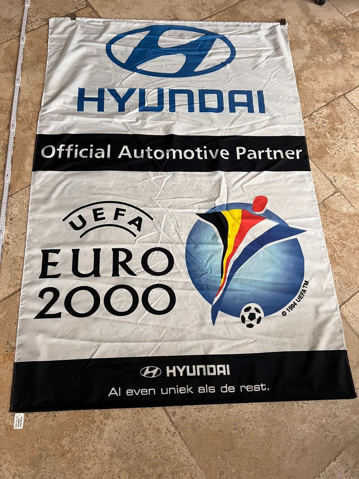 Vintage vlag hyundai / uefa euro 2000, Ophalen of Verzenden, Zo goed als nieuw