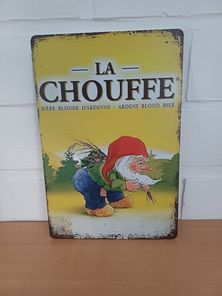 La Chouffe wandbord metaal pub bar mancave, Verzenden