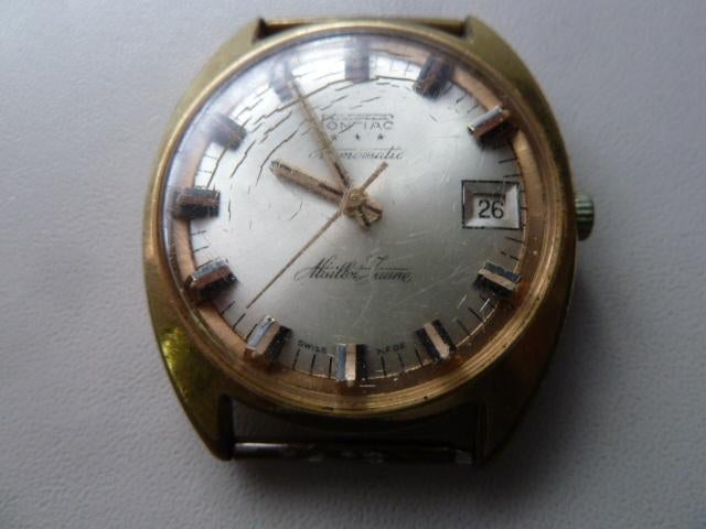 Pontiac Memomatic „Yellow Jersey”horloge boîtier plaqué or, Overige merken, Overige materialen, Gebruikt, Polshorloge