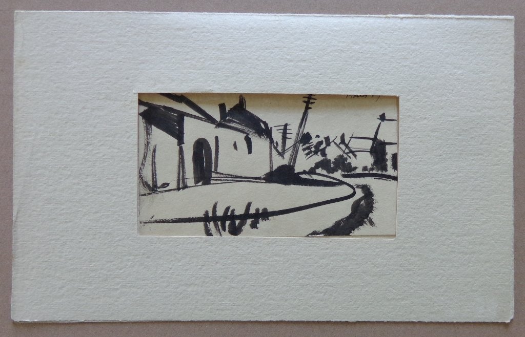 FLORIS JESPERS / DORPSZICHT / ORIGINEEL WERK / 16x26cm / SIG, Antiek en Kunst, Ophalen of Verzenden, Gesigneerd