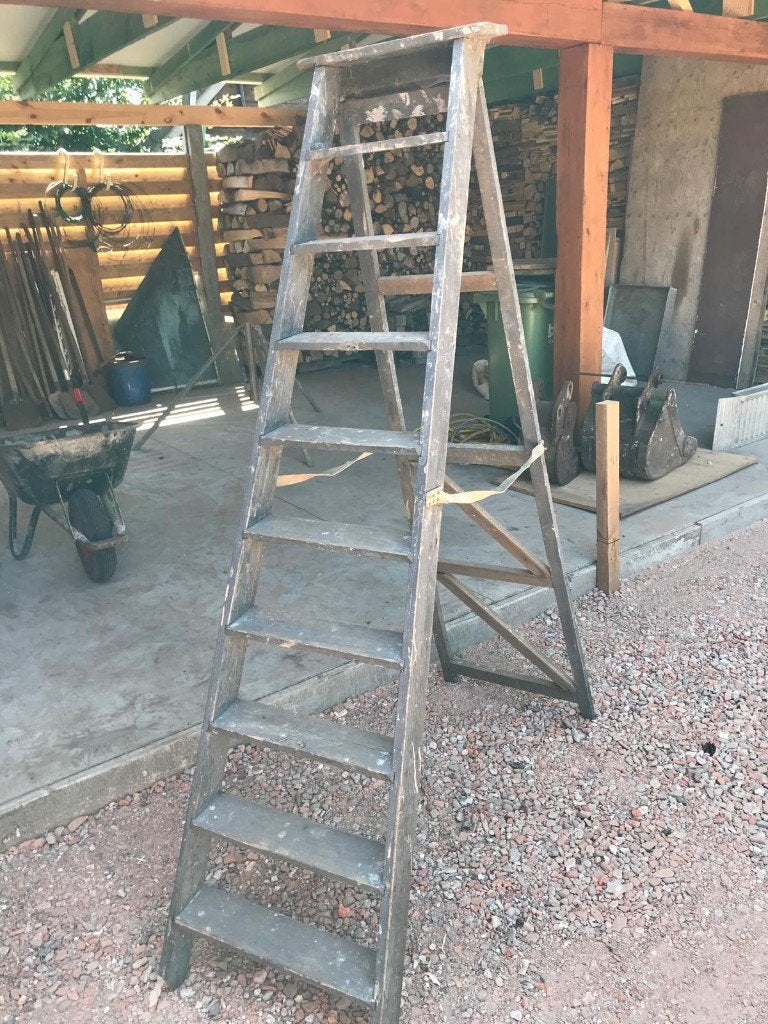Trapladder, Ophalen, Gebruikt, Grijs, Vintage