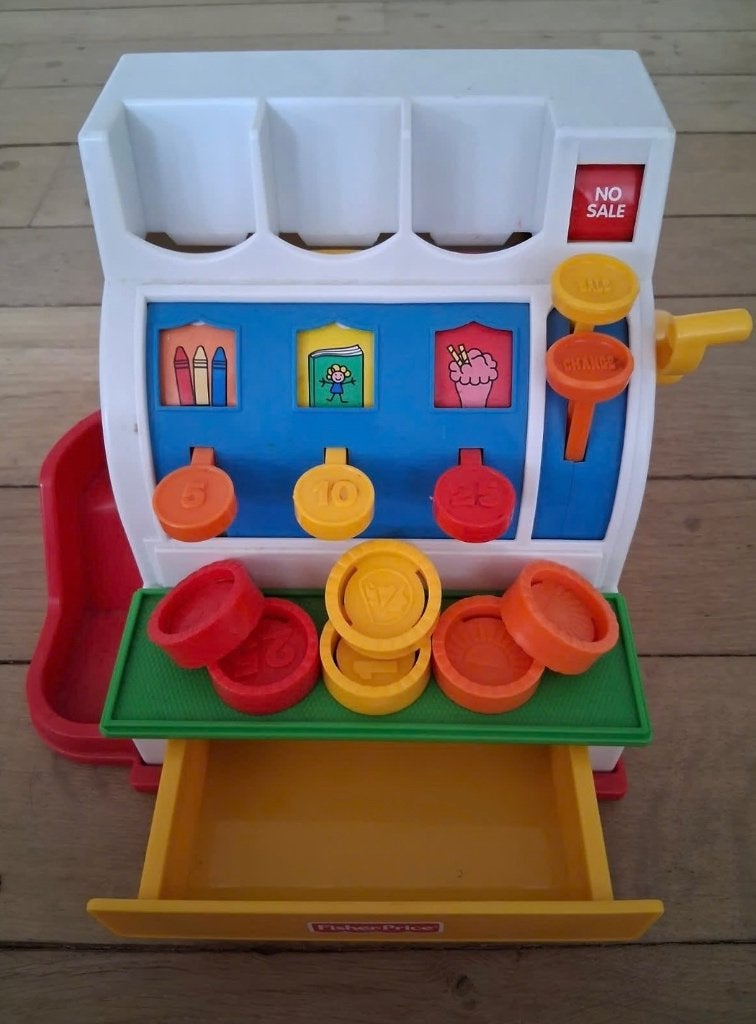 Fisher-Price kassa, Kinderen en Baby's, Speelgoed | Fisher-Price, Ophalen, Zo goed als nieuw, Speelset, Met geluid
