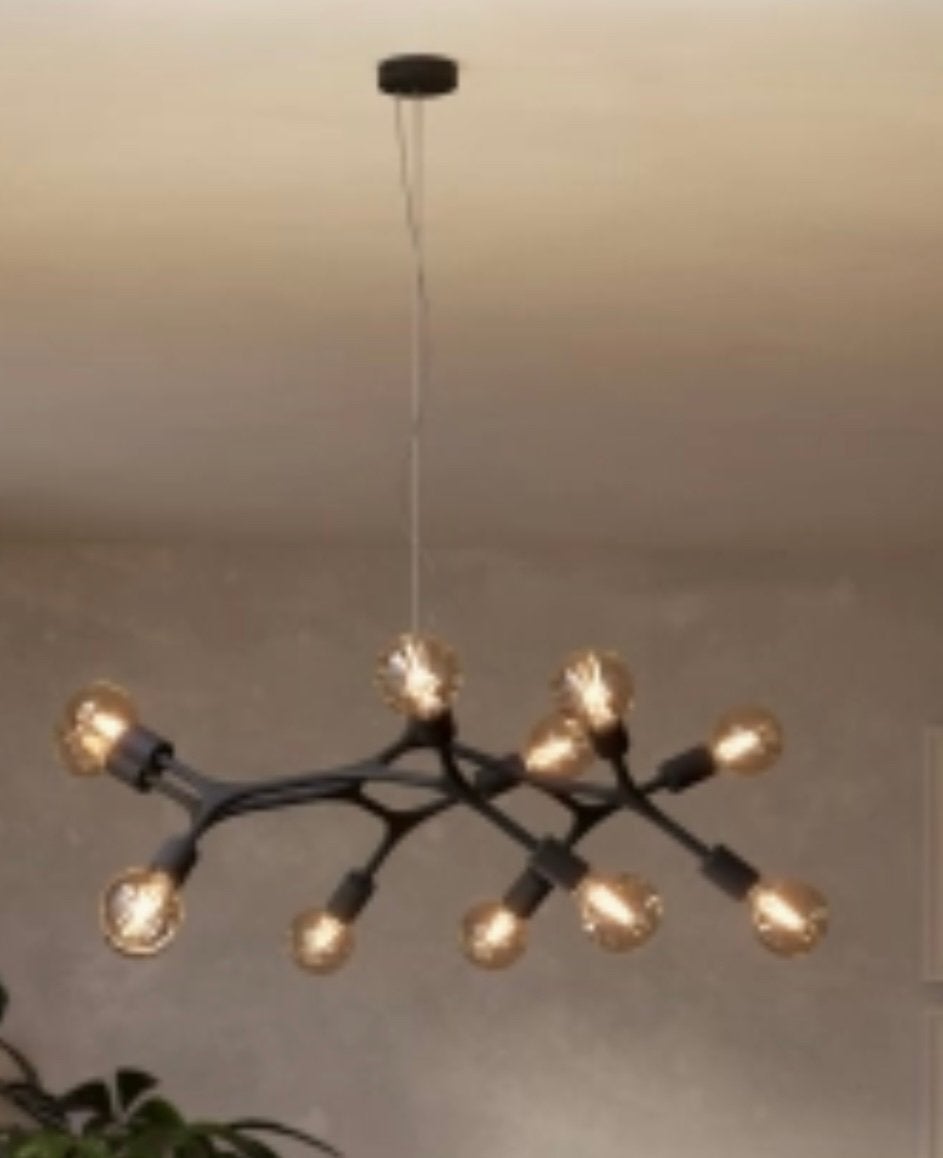 EGLO Hanglamp met 12 lichtbronnen, zwart, in perfecte staat, Huis en Inrichting, Lampen | Kroonluchters, Ophalen, Zo goed als nieuw