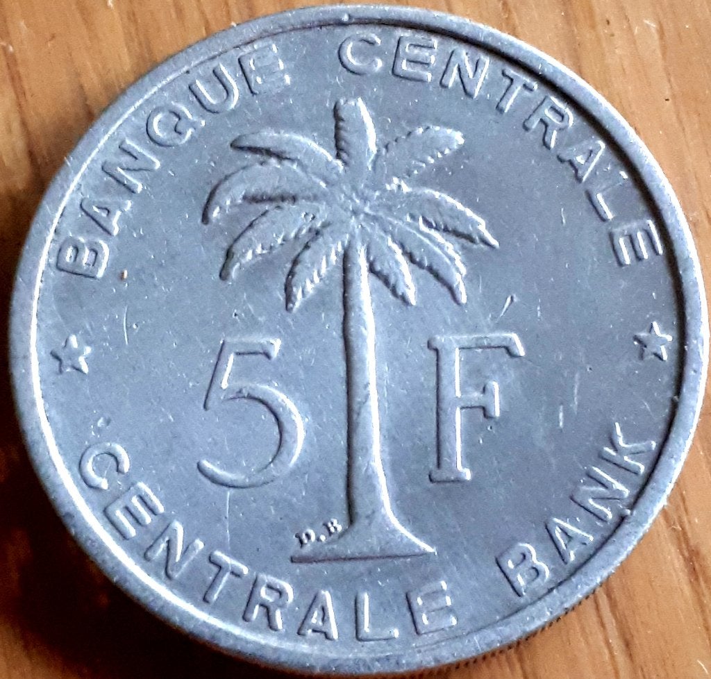 Belgisch CONGO /RUANDA URUNDI : 5 FRANCS 1958 KM3 bijna UNC, Ophalen of Verzenden, Overige landen, Losse munt