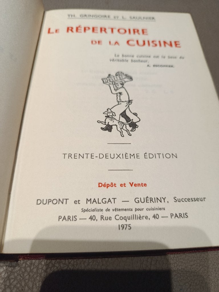 Boek: Le repertoire de la cuisine, Antiek en Kunst, Ophalen