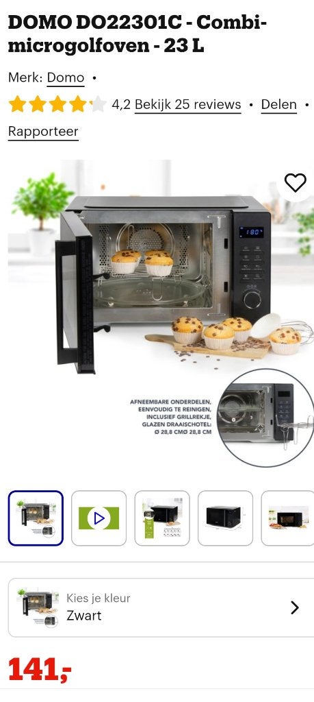 Domo combi microgolfoven, Electroménager, Micro-ondes, Enlèvement ou Envoi, Comme neuf, Autoportant, Four à micro-ondes combiné