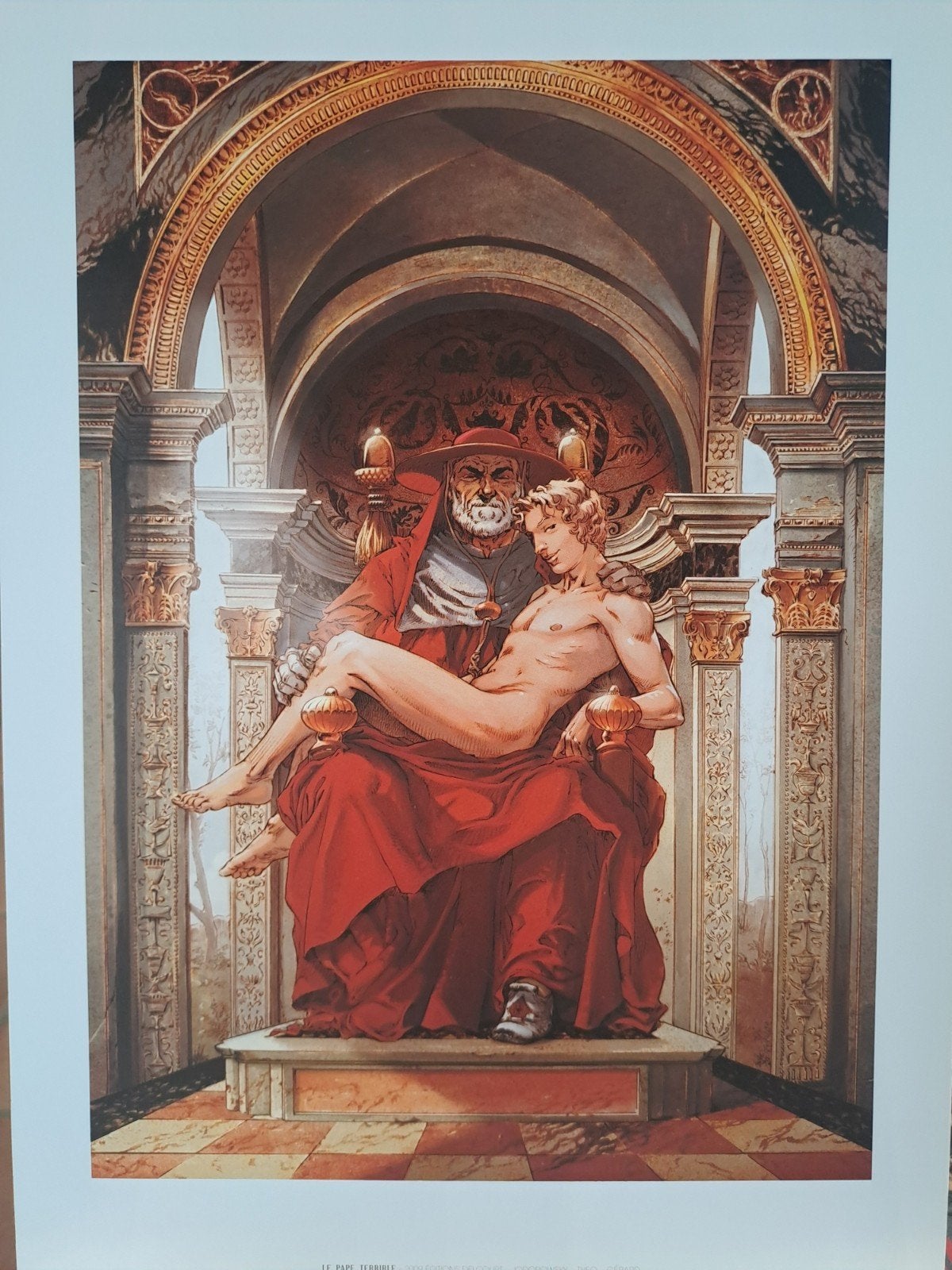De Verschrikkelijke Paus Delcourt prent A4+, Verzamelen, Ophalen of Verzenden, Prent