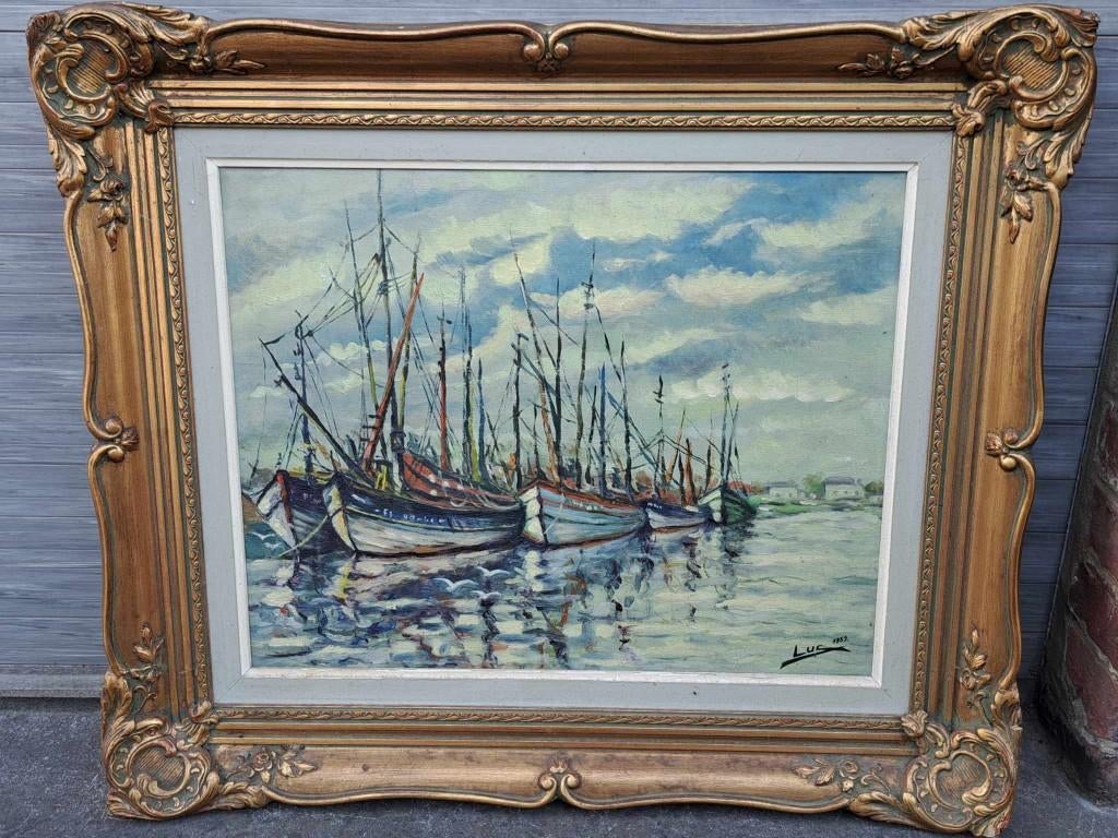 huile sur toile marine signe luc, Antiek en Kunst, Kunst | Schilderijen | Klassiek, Ophalen of Verzenden