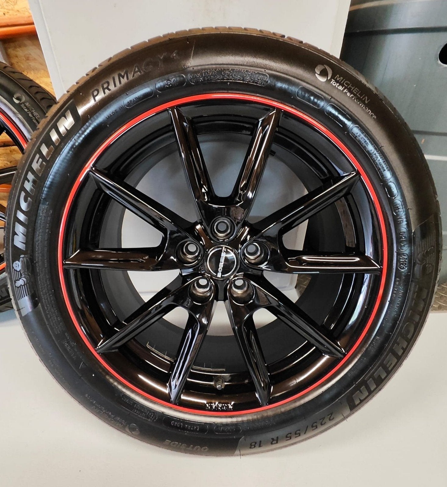4 Pneus Michelin+ Jantes Borbet, Pneus été, Enlèvement, Utilisé, Jante(s)