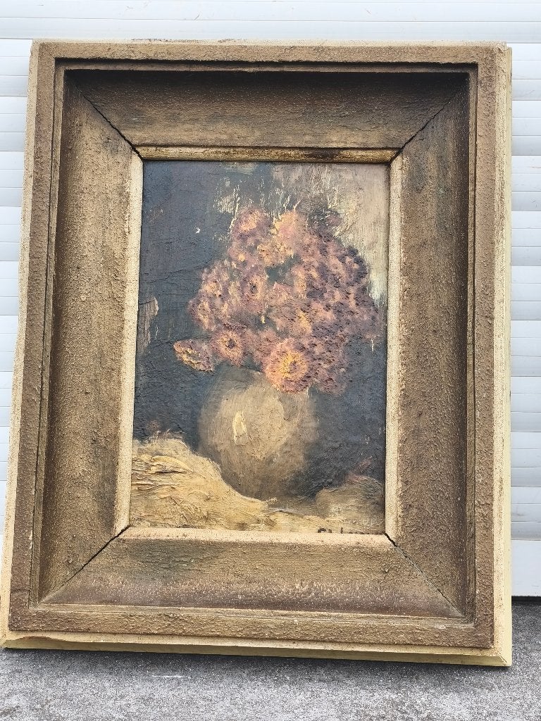 Huile sur panneau fleurs signe c i lejeune, Antiek en Kunst, Ophalen of Verzenden