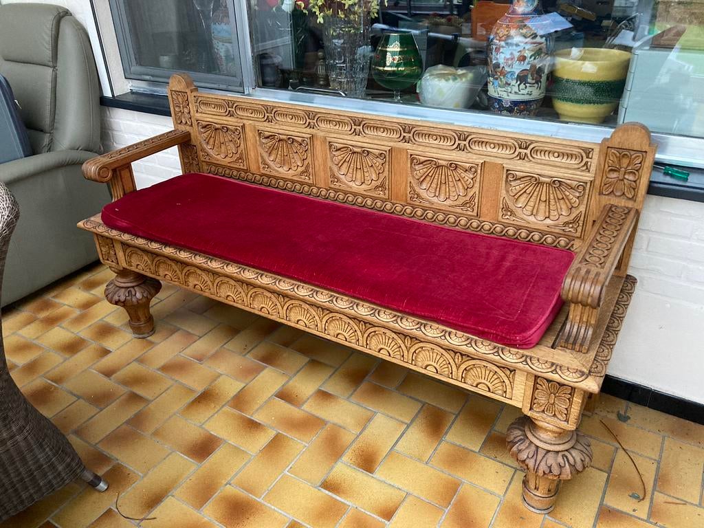 Massief houten bank, Antiek en Kunst, Ophalen