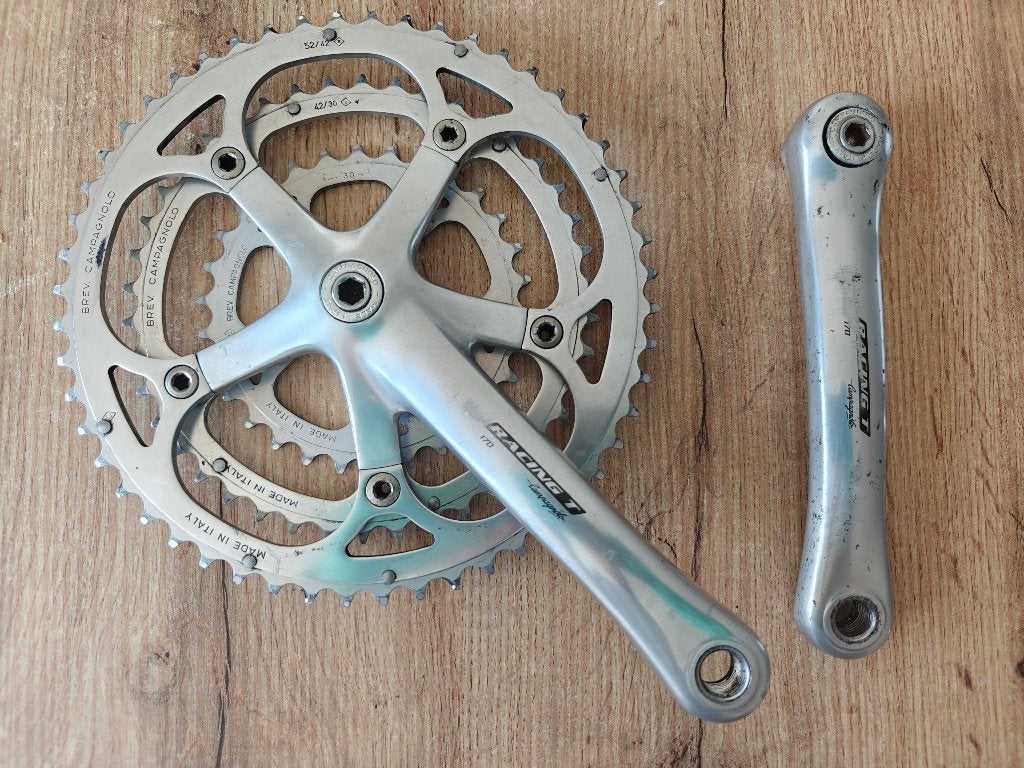 Vintage Campagnolo Racing Triple crankset 170 52/42/30T, Pédalier ou Pédales, Enlèvement ou Envoi, Campagnolo, Utilisé