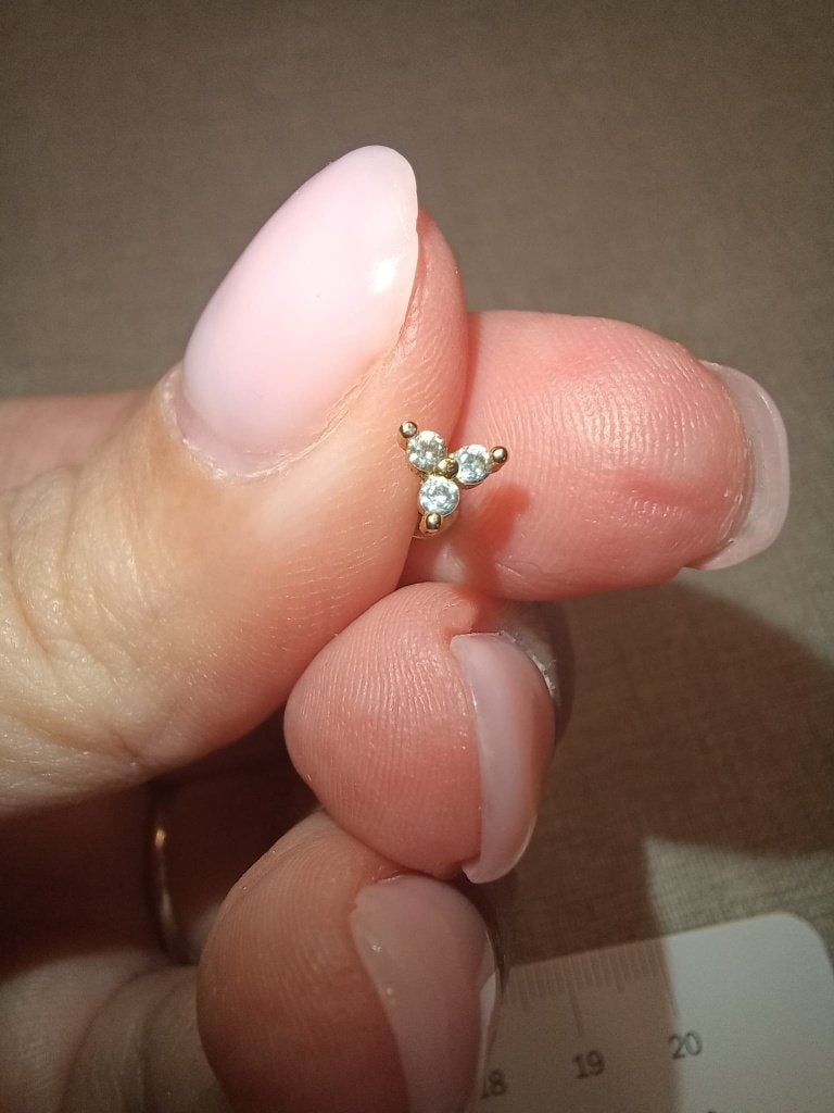 Gouden Titanium Piercing – Subtiel & chic, Handtassen en Accessoires, Piercings, Ophalen of Verzenden, Zo goed als nieuw, Overige materialen