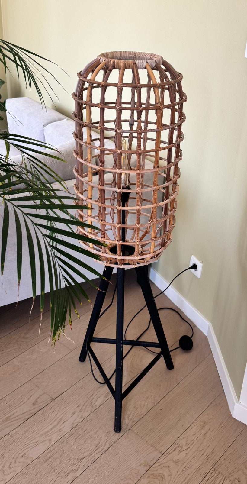 Rotan boho stalamp, Huis en Inrichting, Ophalen, Zo goed als nieuw, Industrieel
