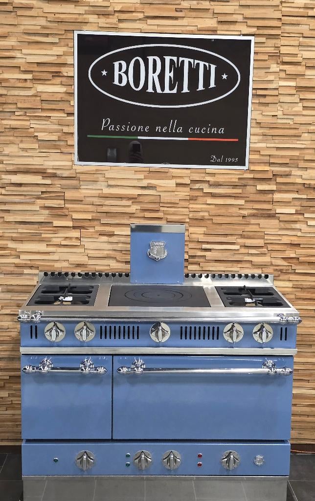 Luxe Delaubrac Fornuis 120cm baby blauw + rvs 2 ovens, Gaz, Classe énergétique A ou plus économe, Comme neuf, Enlèvement