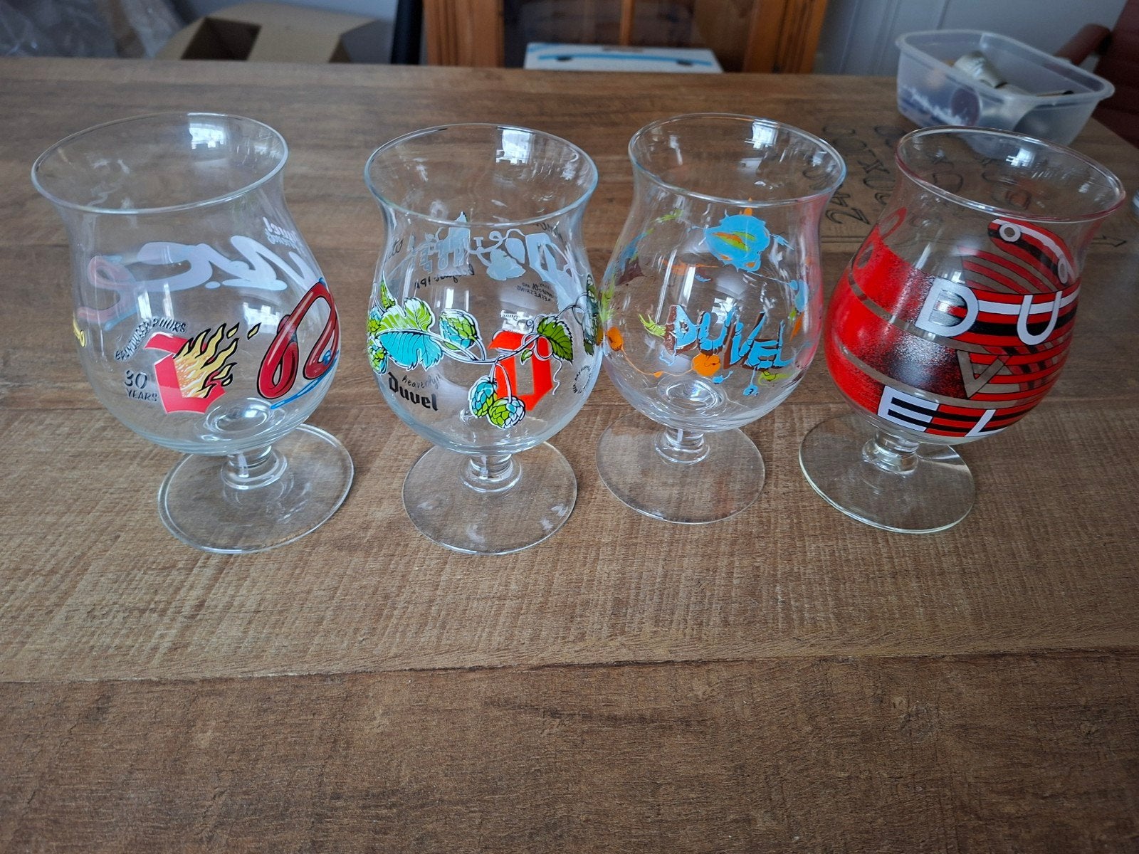 4 speciale Duvel glazen, Verzamelen, Ophalen, Nieuw, Bierglas
