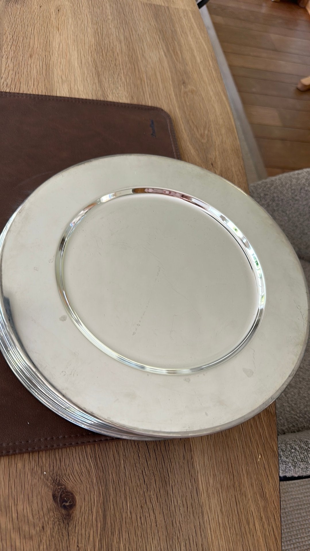 12 verzilverde onderborden diameter 30 cm, Ophalen, Zilver, Overige materialen, Overige typen
