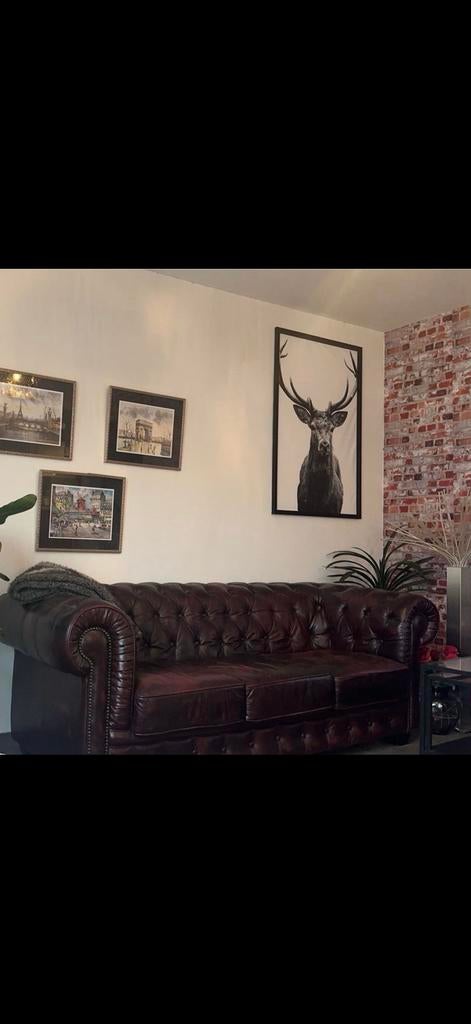 Canape Chesterfield en CUIR 3 places, Ophalen of Verzenden