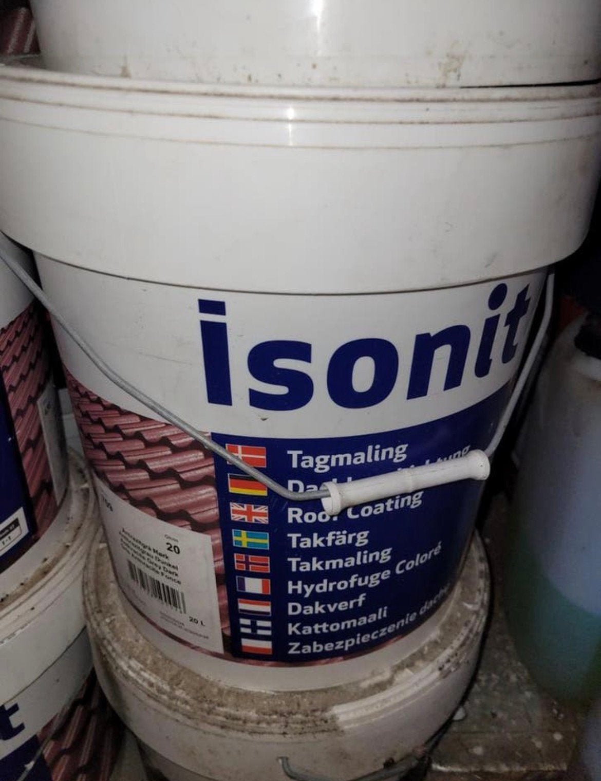 Isonit verf vr leien, beton, ijzer en goflplaten. Antraciet, Doe-het-zelf en Bouw, Ophalen, Zo goed als nieuw, Rood