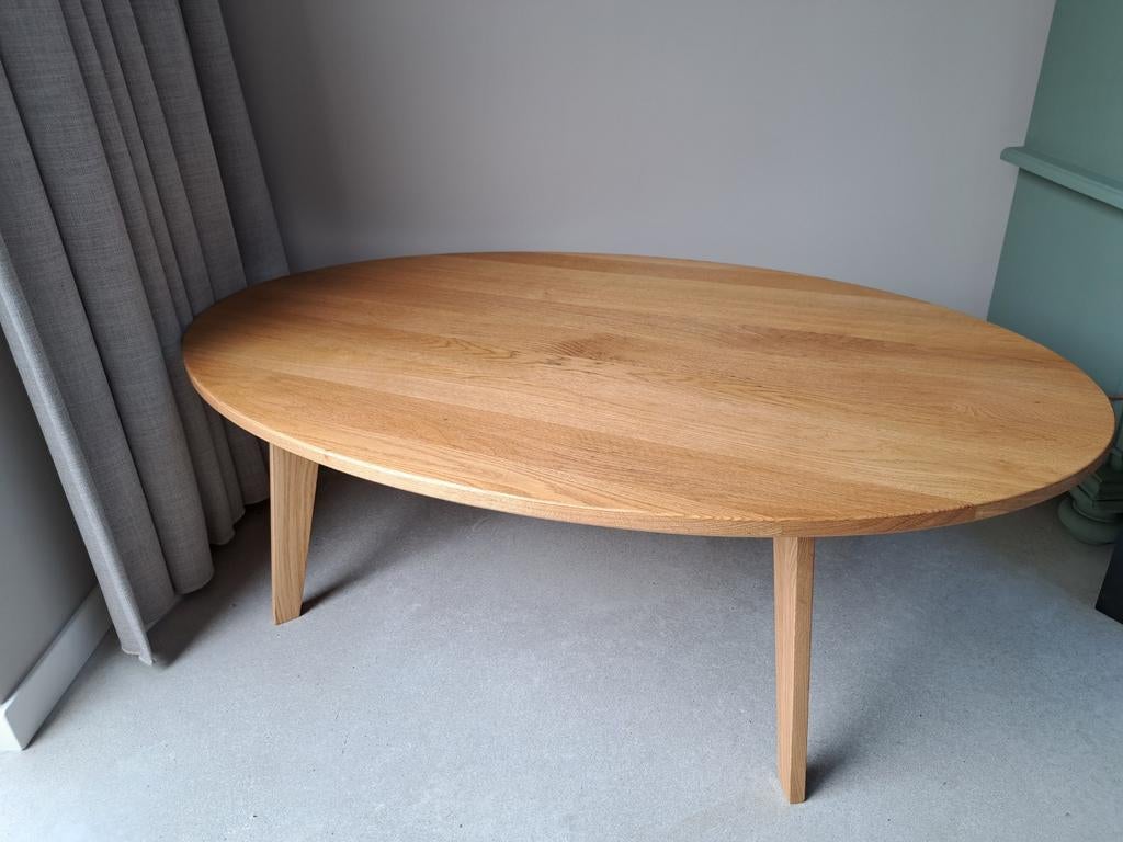 Nieuw! Handgemaakte massief eiken salontafel, Neuf, 100 à 150 cm, Moins de 50 cm, Enlèvement