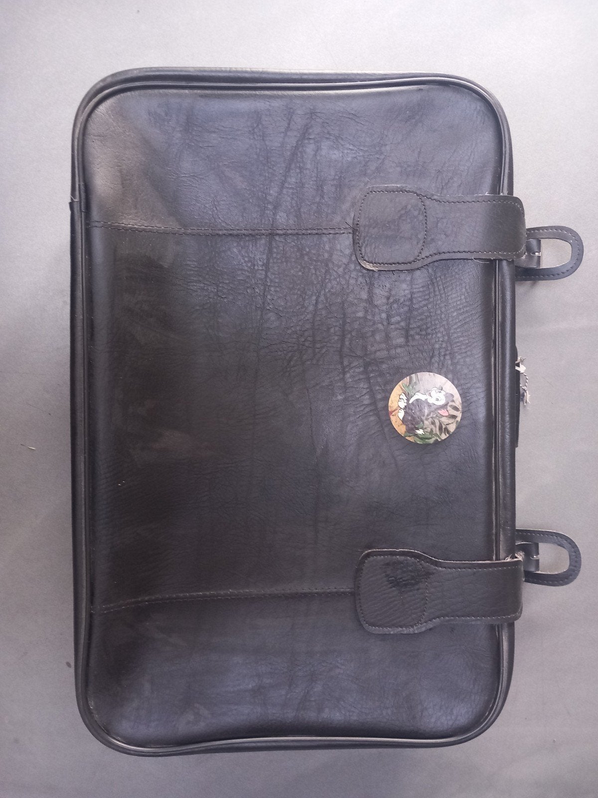 vintage lederen koffer - zwart, Bijoux, Sacs & Beauté, Valises, Enlèvement, Utilisé, Cuir
