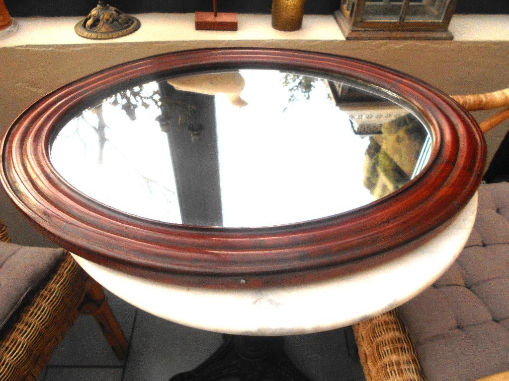 ancien miroir ovale encadrement bois 65 x 51 cm, Ophalen, Ovaal, 50 tot 100 cm, Minder dan 100 cm