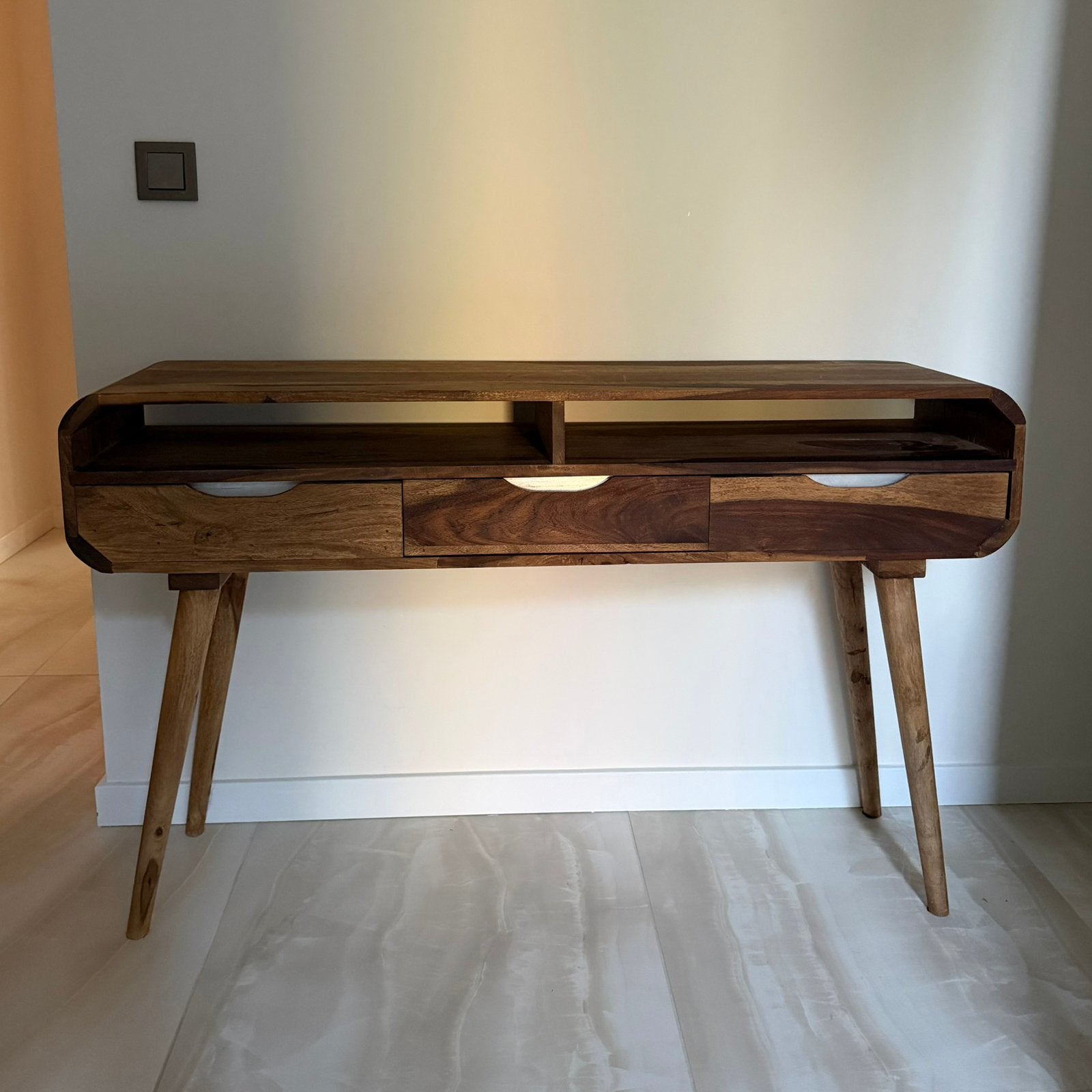 Console en bois massif avec tiroirs, Maison & Meubles, Enlèvement, Comme neuf, Autres essences de bois