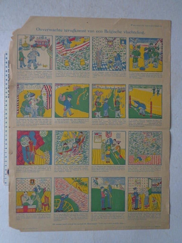 Zeldzame volksprent Edgard Tytgat WW I uit 1916, Antiek en Kunst, Met tekst, Overige technieken, Militair, Ophalen of Verzenden
