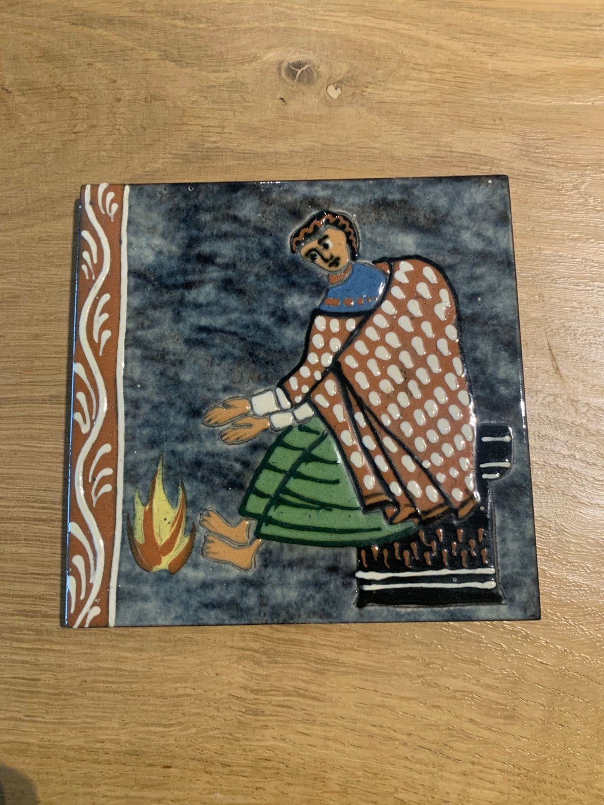 Wandtegel met de hand geschilderd en geglazuurd, Antiek en Kunst, Ophalen