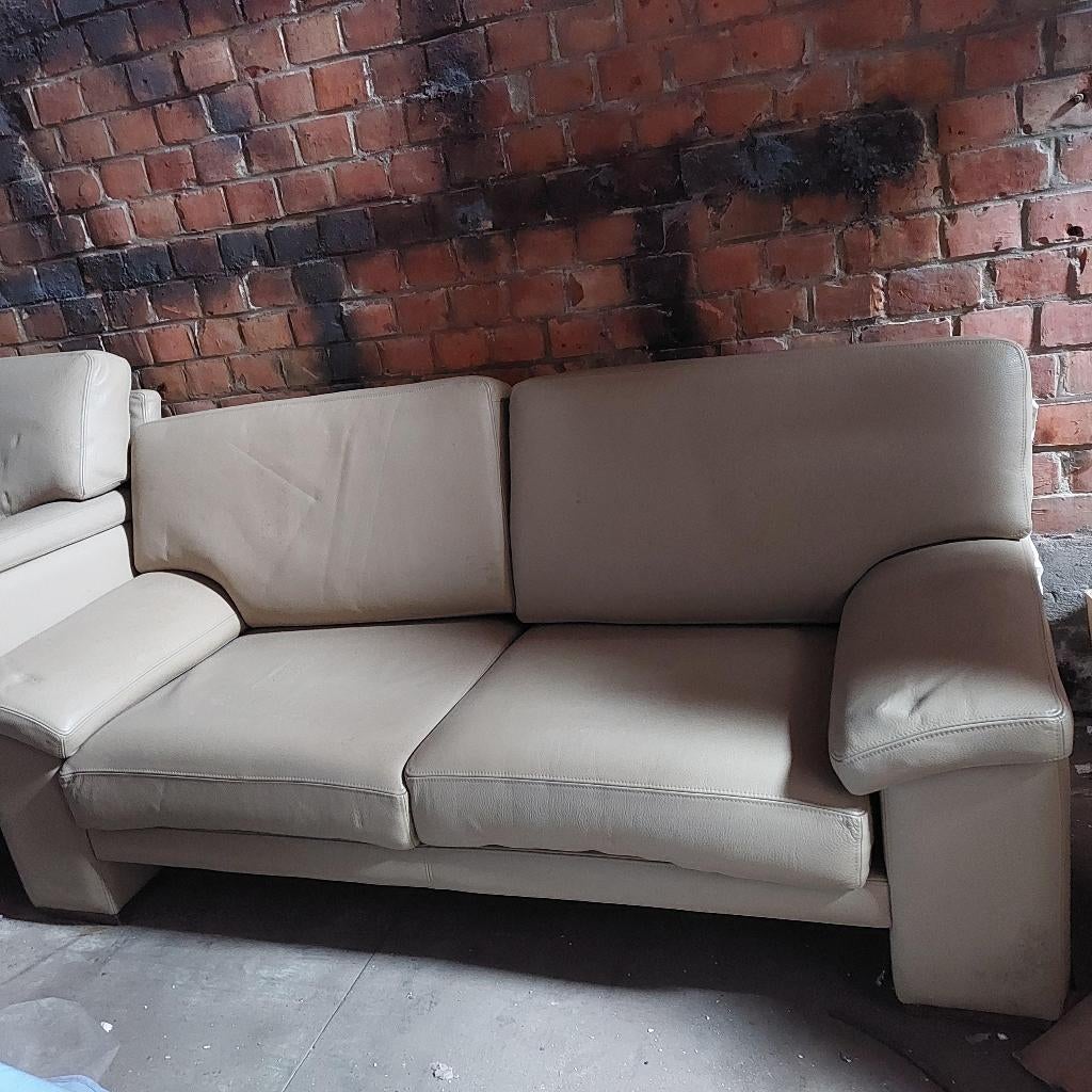 ledere salon drieen tweezit ingoede staat, Ophalen, Zo goed als nieuw, Leer, Modern