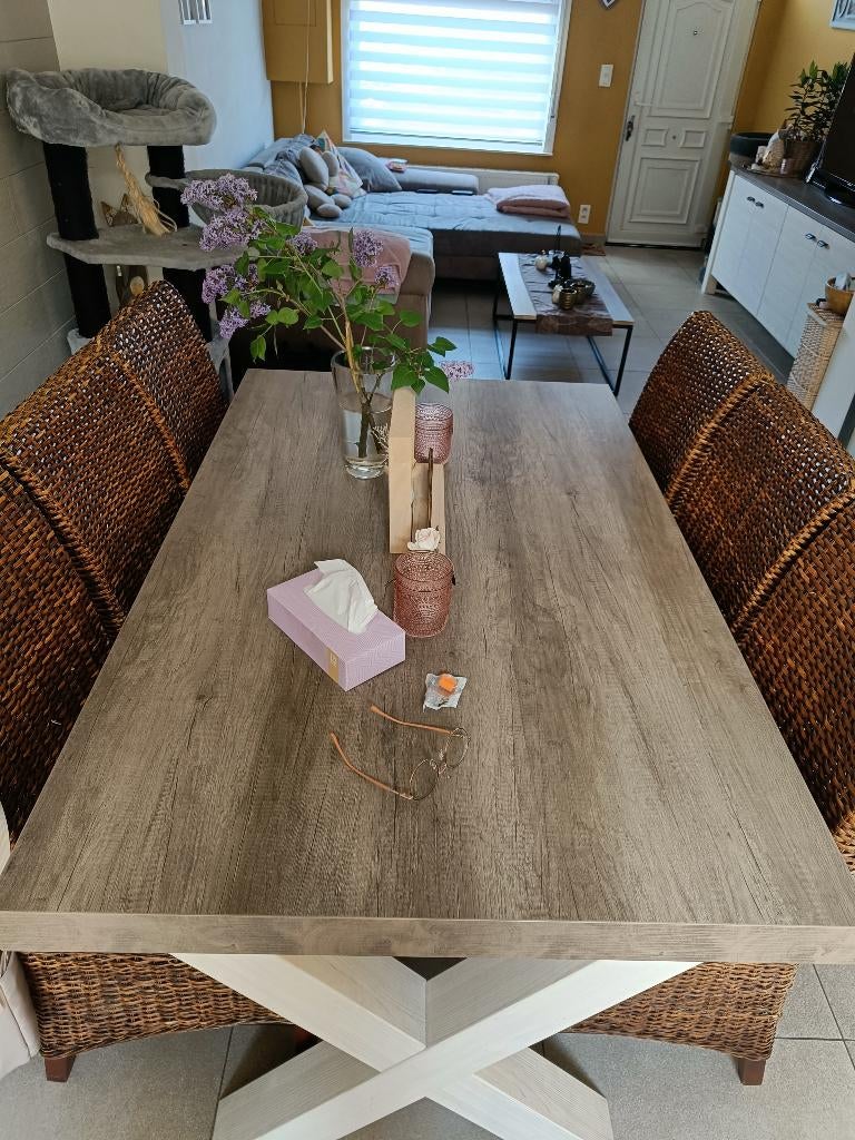Eetkamer stoelen, Huis en Inrichting, Stoelen, Ophalen, Gebruikt, Bruin, Riet of Rotan