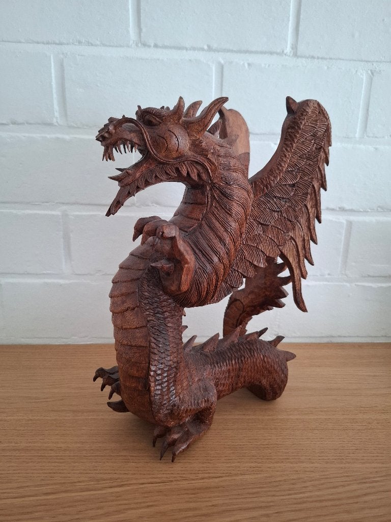 Houten draak, Antiek en Kunst, Ophalen, Houtsnijwerk, Handgemaakt, 20 - 50 cm