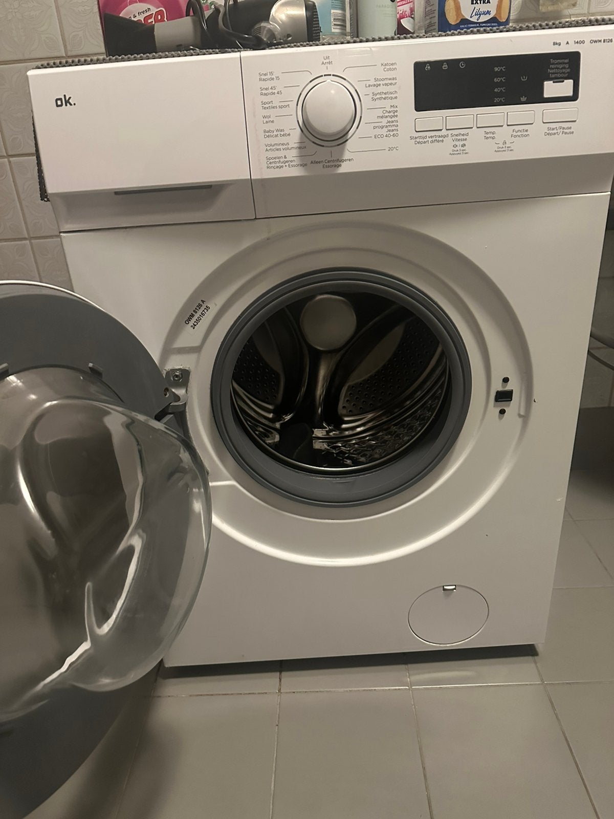 OK merk wasmachine van 8 kg, Elektronische apparatuur, Wasmachines, Ophalen, Zo goed als nieuw