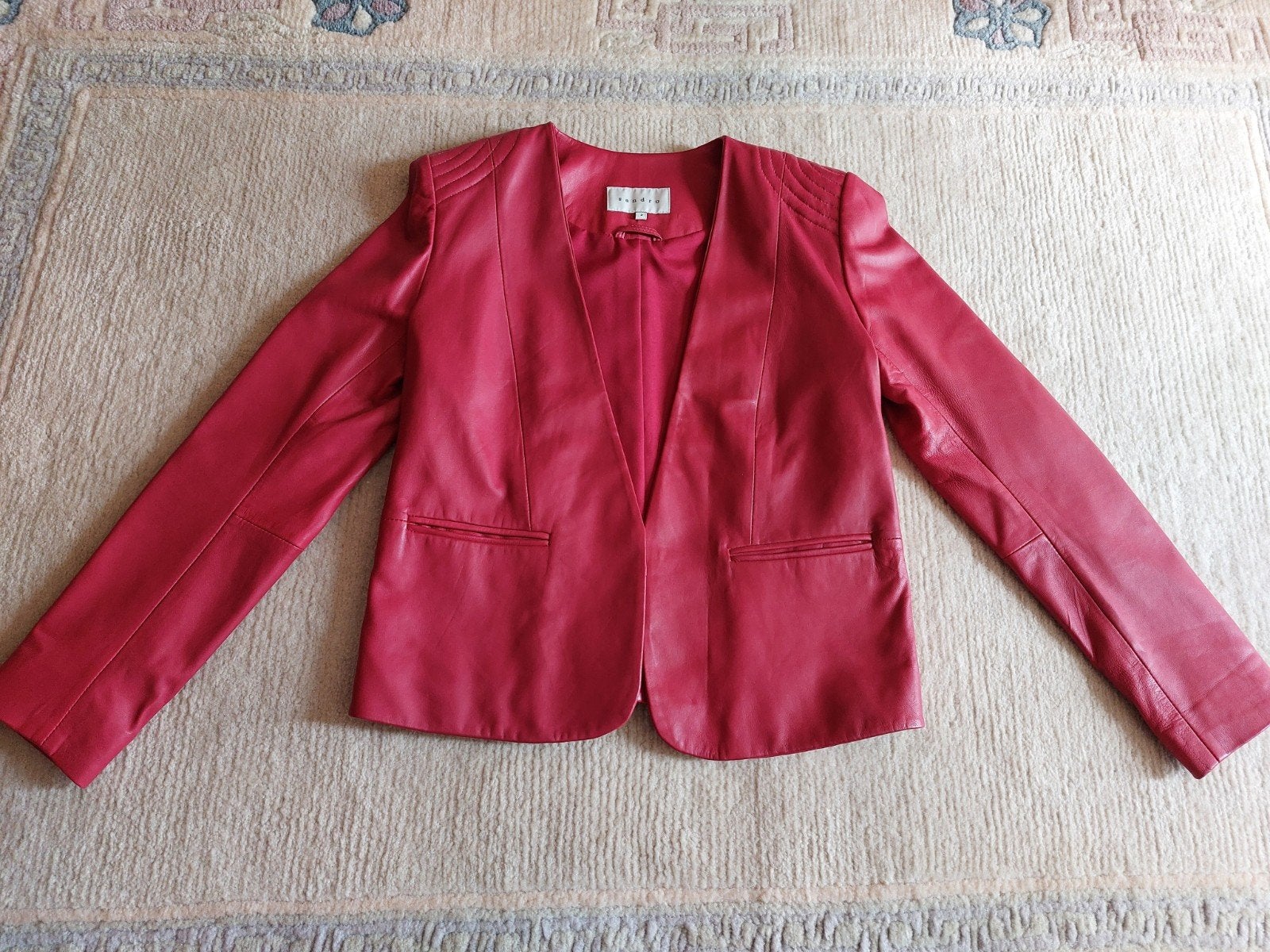 Damesvest in rood leder, Ophalen, Zo goed als nieuw, Maat 38/40 (M), Rood