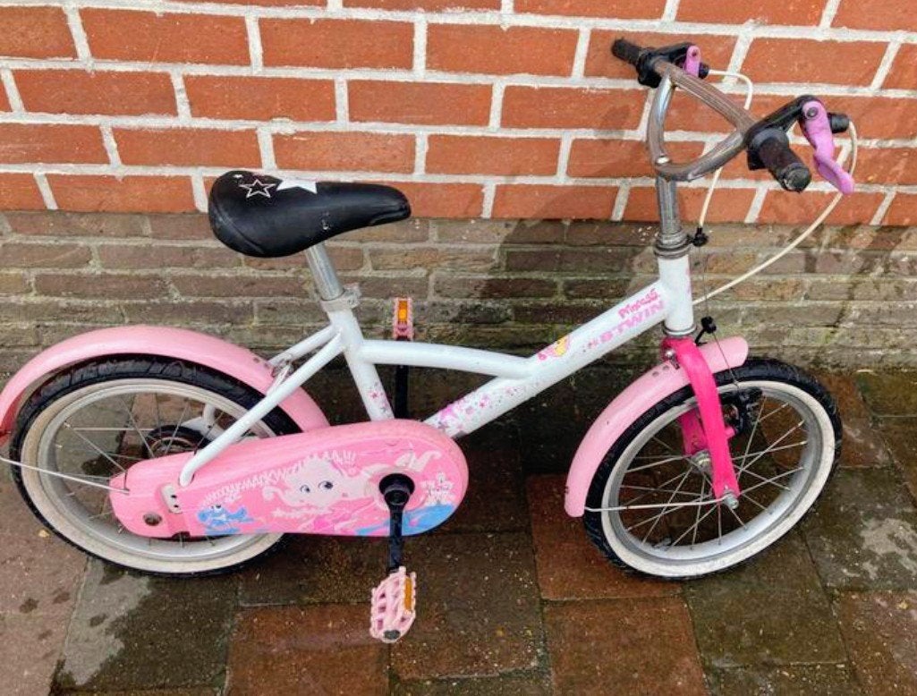 B'Twin Mistigirl 16 inch – kinderfiets (4,5-6 jaar), Ophalen, Velgrem, Btwin Decathlon, 16 tot 20 inch