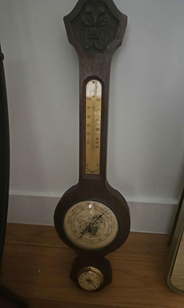 Barometer met vintage thermometer - Jacques Thomée Bruxelles, Ophalen of Verzenden, Zo goed als nieuw, Barometer