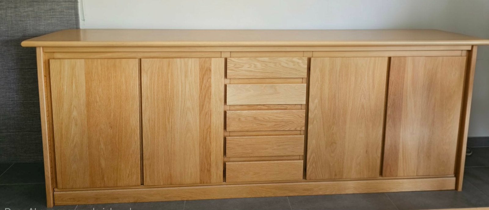 massief eiken eetkamerset en TV meubel, Ophalen, Gebruikt, Massief eiken, 4 tot 6 stoelen
