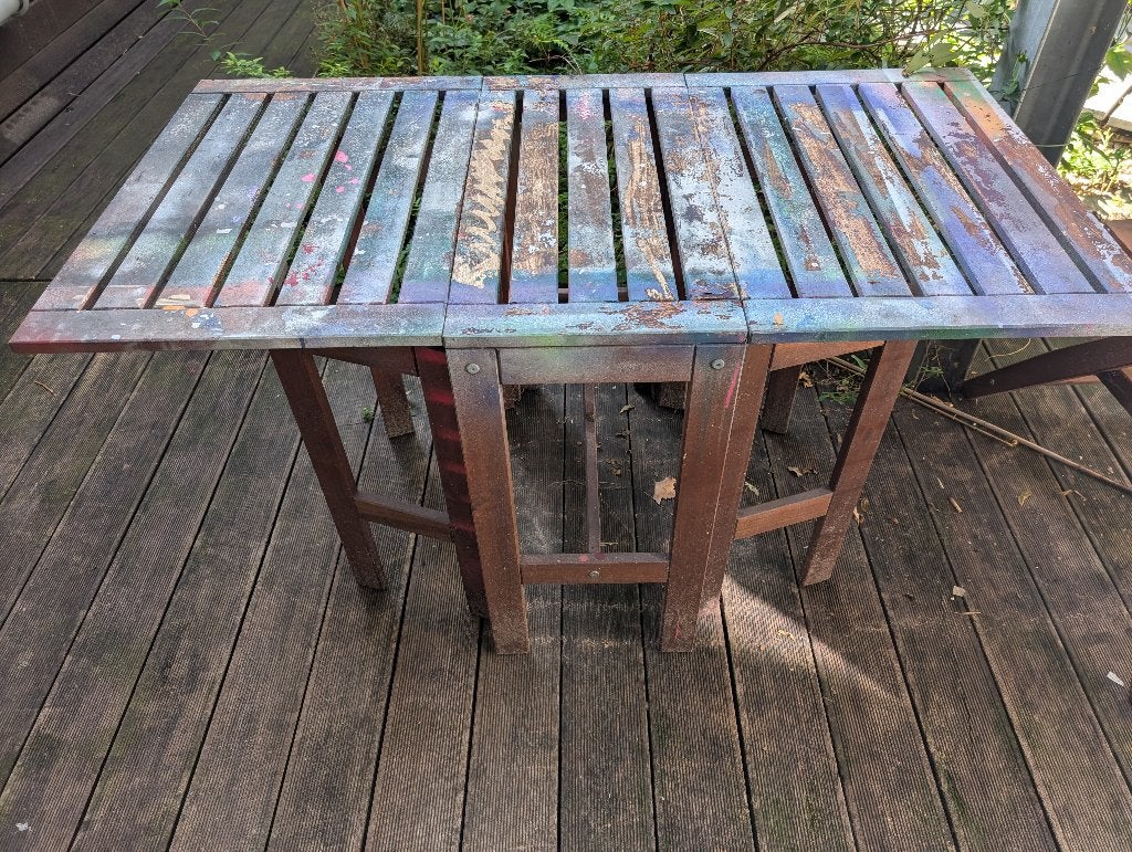 Table de jardin en bois massif pliable, Enlèvement, Utilisé, Rectangulaire, Bois
