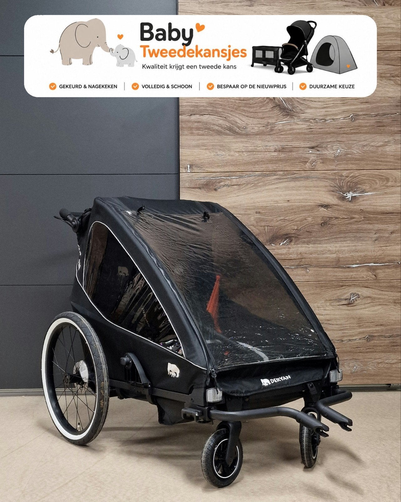 DERYAN Fietskar v2 3-in-1: Fietskar, Hardloop- & Kinderwagen, Kinderen en Baby's, Ophalen of Verzenden, Kinderwagen