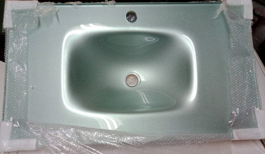 Lot de 2 plan-vasque verre trempé GRIS ARGENTÉ 80cm NEUF, Enlèvement, Neuf, Verre