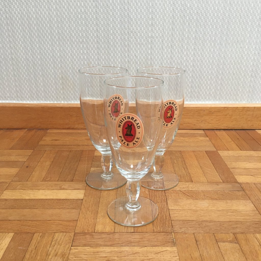3 Whitbread Pale Ale glazen, Verzamelen, Ophalen of Verzenden, Zo goed als nieuw, Borrel- of Shotglas